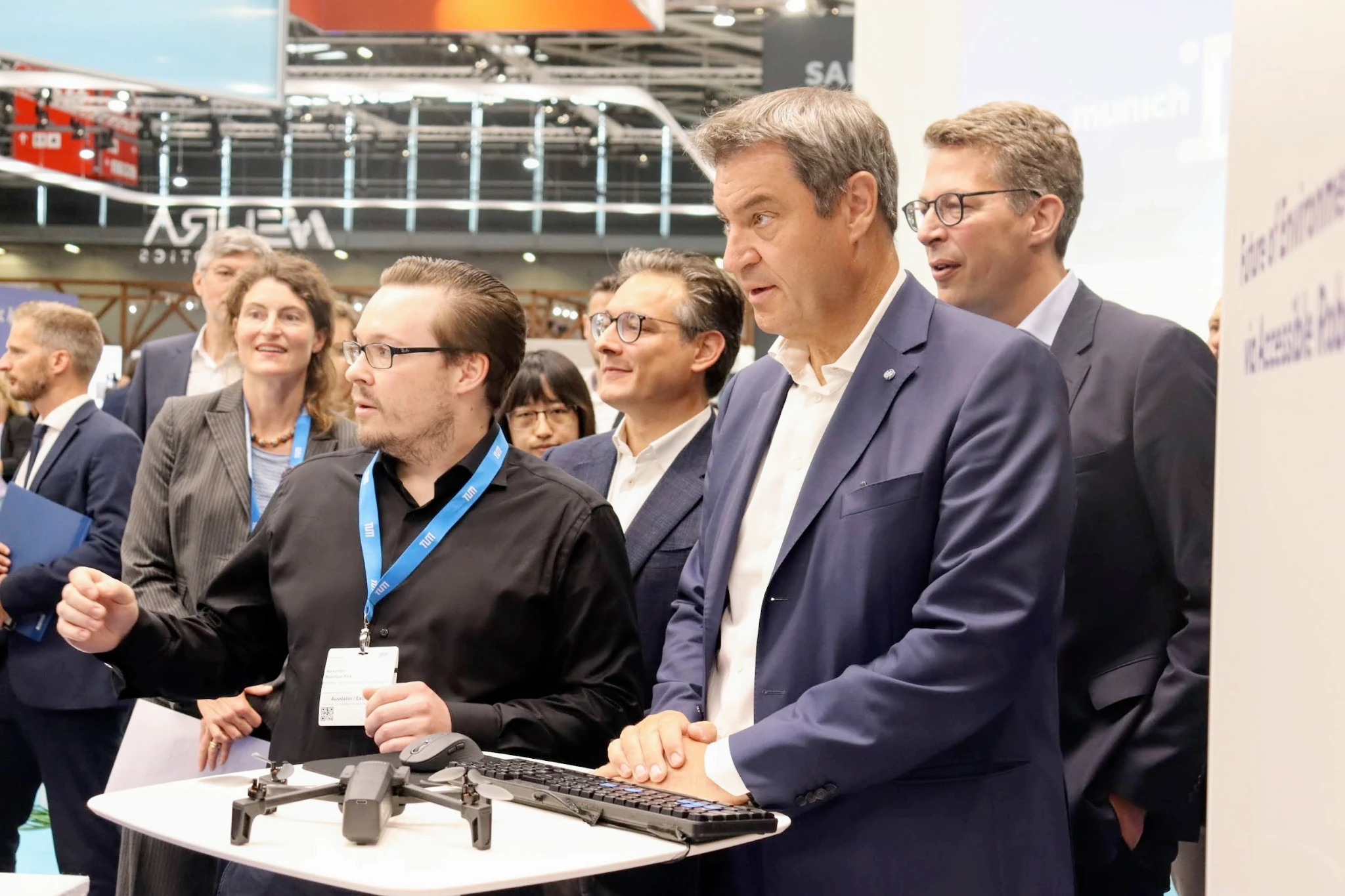 Demonstration of robotic telepresence connected from Automatica fair to robots in USA.